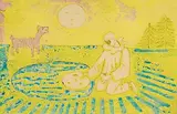 Gerard Dillon, Howling at the Moon, mixed media on paper