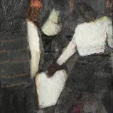 John Shinnors, The Couple, oil pastel on paper