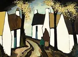 Markey Robinson, Shawlies in the Village, gouache on board