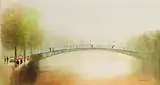 Anthony Robert Klitz, Ha'penny Bridge, Dublin, oil on canvas