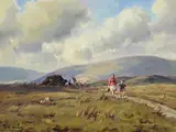 Charles McAuley, Peat Workers in North Antrim, oil on canvas
