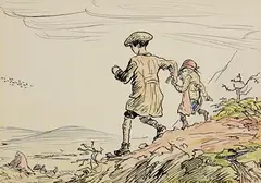 Jack Butler Yeats, Look at the Showdown by the Red Rock, watercolour, ink and pen on paper