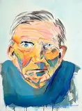 Brian Maguire, The Angry Bishop, acrylic on paper