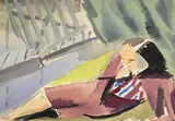 Elizabeth Rivers, By the Riverbed, gouache on card