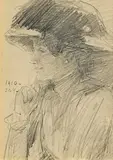 Elegant Lady by John Butler Yeats, 1910, pencil on paper, sold Jan 2023