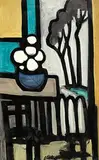 View from the Window by Markey Robinson, gouache on board, offered Jan 2023
