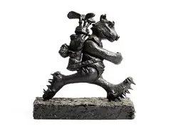 Golfing Bear by Patrick O'Reilly, unique bronze, sold Jan 2023
