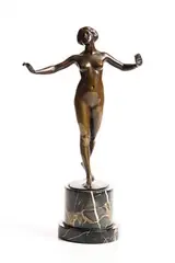 Eugen Wagner, Art Deco Lady, bronze on a marble base
