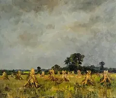 John Crampton Walker, Corn Stooks, oil on canvas
