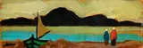 Markey Robinson, Shawlies By the Shore, gouache on board