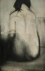 Jack Donovan, Nude, Back View, mixed media on paper