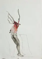 Patrick Graham, Dangling Man, 2001, mixed media on paper
