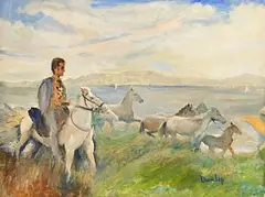 Connemara Ponies by Ronald Ossory Dunlop, oil on canvas, sold Jan 2023