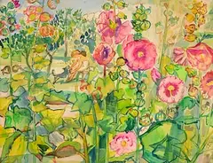Playing in the Garden by Sylvia Margaret Phillips, watercolour on paper, sold Jan 2023