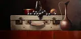 David French Le Roy, Still Life on Suitcase, 2002, oil on board