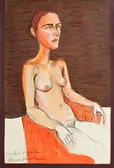 Brian Bourke Hrha Irish, Seated Figure, mixed media on paper