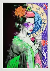 Fin DAC, Redux Series, giclee print on the left with screenprint in 10 colours on the right on 330 gsm Somerset Paper - numbered 1 from an edition of 2