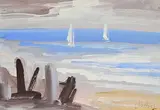 Markey Robinson, Sailing on the Coast, gouache on board