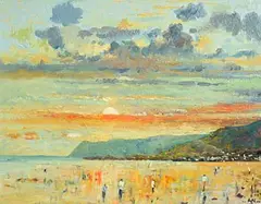 Sunset, Keel Beach by Alex McKenna, oil on canvas, sold Jan 2023