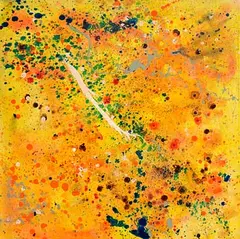 R Scott, Yellow and Orange Abstraction, acrylic on canvas