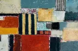 Michael Hales, Borrowed Lines, Black and Grey, encaustic and oils on birch ply