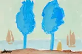 Markey Robinson, Watching From the Shore, gouache on board