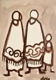 Markey Robinson, The Shawlies, gouache on card