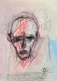 John Kingerlee, Head Study, mixed media on paper