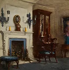 Albert Chevallier Tayler, Interior, oil on canvas