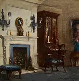 Albert Chevallier Tayler, Interior, oil on canvas
