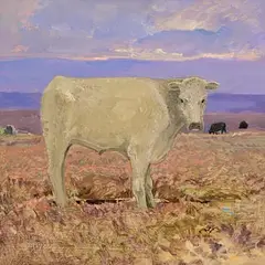 Jeremiah Hoad, Cattle on the Bog, oil on board