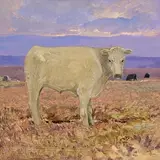 Jeremiah Hoad, Cattle on the Bog, oil on board