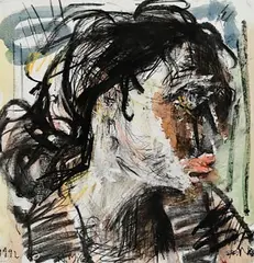 Head of N.C. III by Nick Miller, 1992, mixed media on card, offered Jan 2023