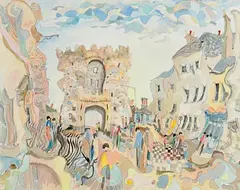 Ross Eccles, Laurence Gate, Drogheda, watercolour and pen on paper