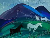 Nicholas Hely Hutchinson, Horses near Reel, gouache on paper