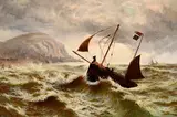 Thomas Rose Miles, Help from the Shore, Cornish Coast, oil on canvas