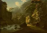 Thomas Walmsley, Travellers in a River Gorge, oil on canvas