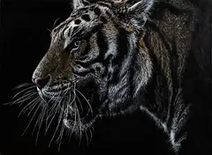 Mark Evans, Tiger, etching on leather