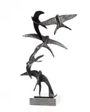 Colm J. Brennan, Swallows in Flight, unique bronze on granite base