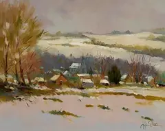 Snow in Wicklow by Liam Treacy, oil on canvas, sold Nov 2022