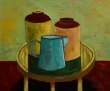 Still Life - Jars and Jug by Graham Knuttel, oil on canvas, sold Nov 2022