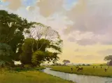 Padraig Lynch Irish, The Dee near Drumconrath, 1990, oil on canvas