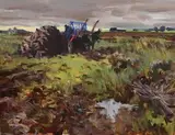 Gerald J. Bruen, Saving Turf, Galway, oil on canvas
