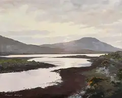 Fergal Nally, Sunset Bellacragher Bay, Curraun, Co. Mayo, oil on canvas