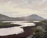 Fergal Nally, Sunset Bellacragher Bay, Curraun, Co. Mayo, oil on canvas