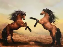 Darren Baker, Rearing Situation, pastel on paper