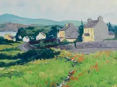 Brett McEntaggart, Houses at Crookhaven, West Cork, oil on board