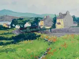 Brett McEntaggart, Houses at Crookhaven, West Cork, oil on board