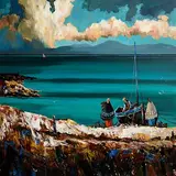 By the Emerald Sea by J.P. Rooney, oil on board, sold Nov 2022