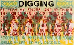Jayne Taylor, Digging by Seamus Heaney, acrylic and stencil on canvas